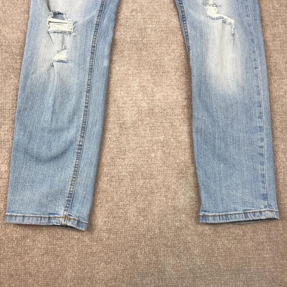 Ring Of Fire Slim Jeans Mens 31x30 Blue Denim Cotton Stretch Distressed Low Rise